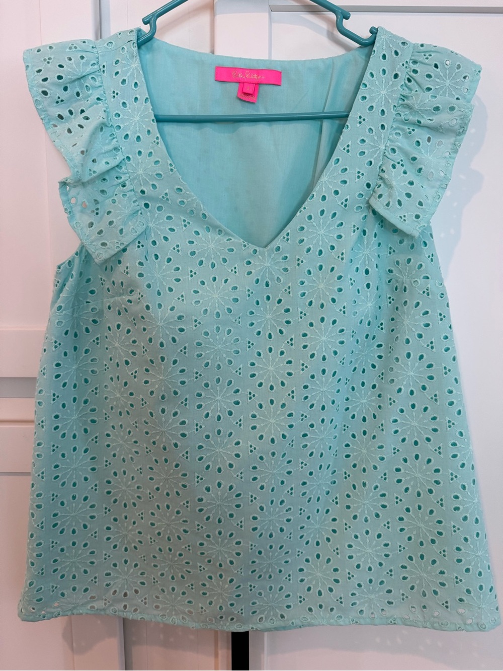 Lilly Pulitzer Eyelet Ruffle V-Neck Top